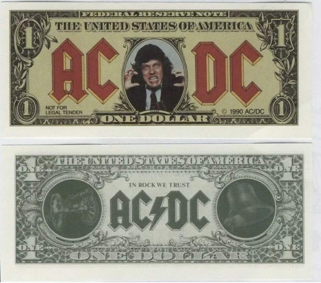 MONEY FAKE 2 AC/DC Music Classic Rock Band Dollar Bills Collectible F2 