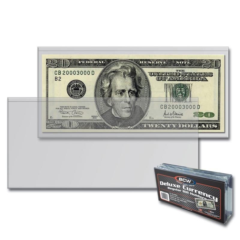 BCW Deluxe Currency Holders for Regular Bills