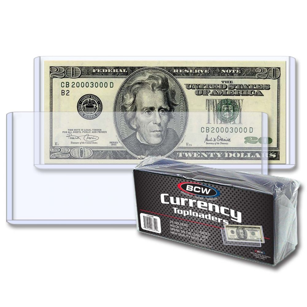 BCW Currency Topload Holder for Regular Bills (25 Pack)