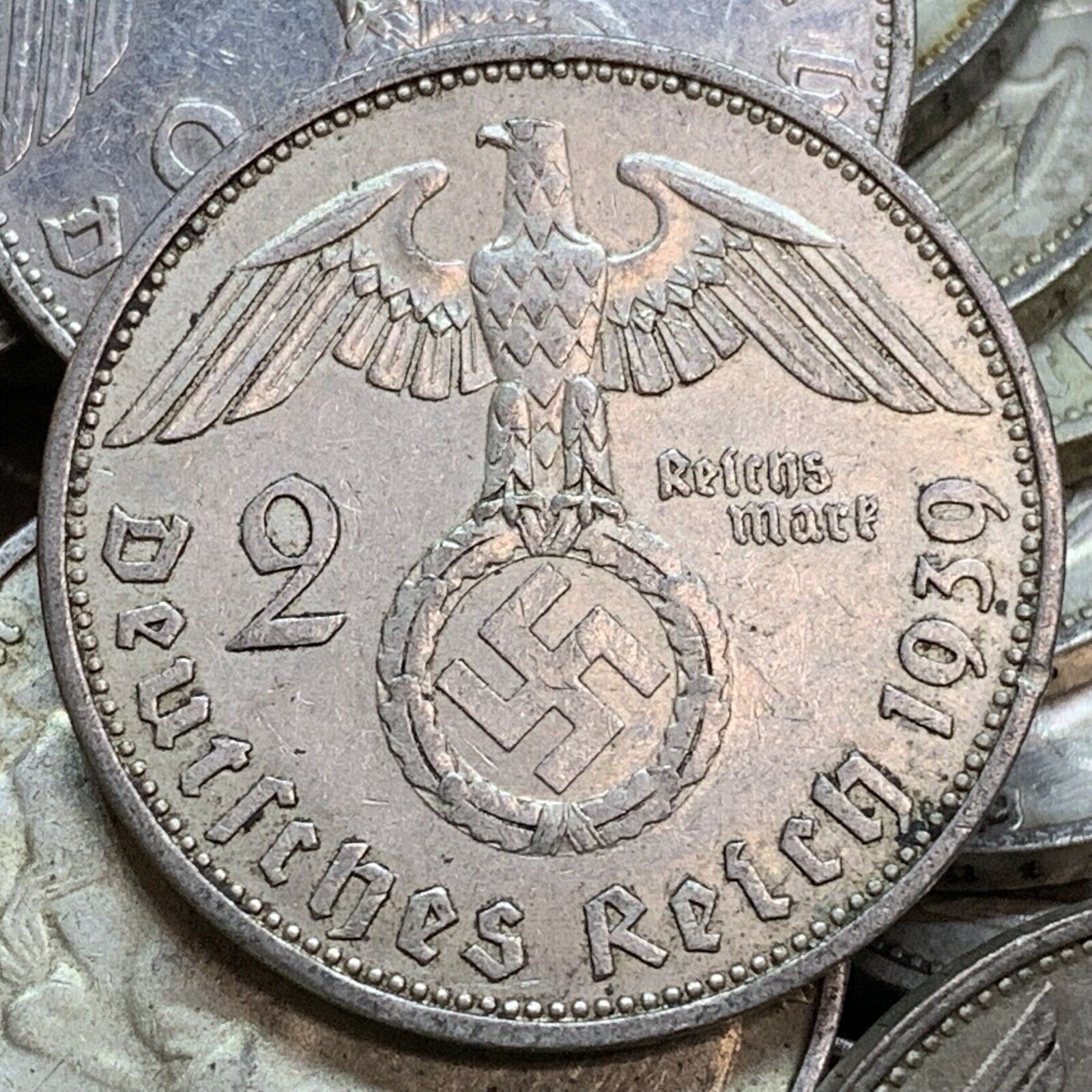 WW2 Nazi Germany 2 Reichsmark Hindenburg Silver Swastika Coin – The ...