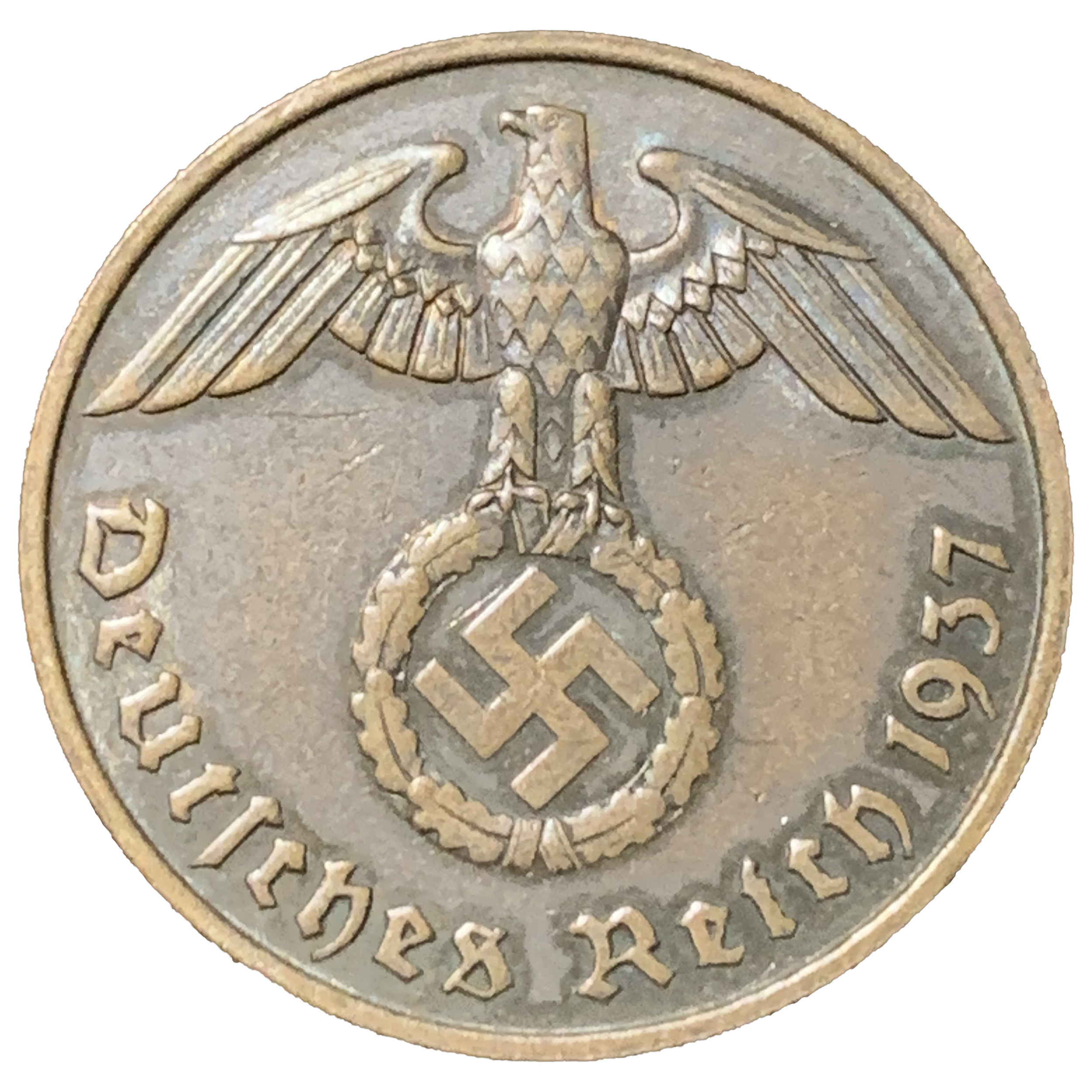 Third Reich 2 RP Reichspfennig Bronze Coin