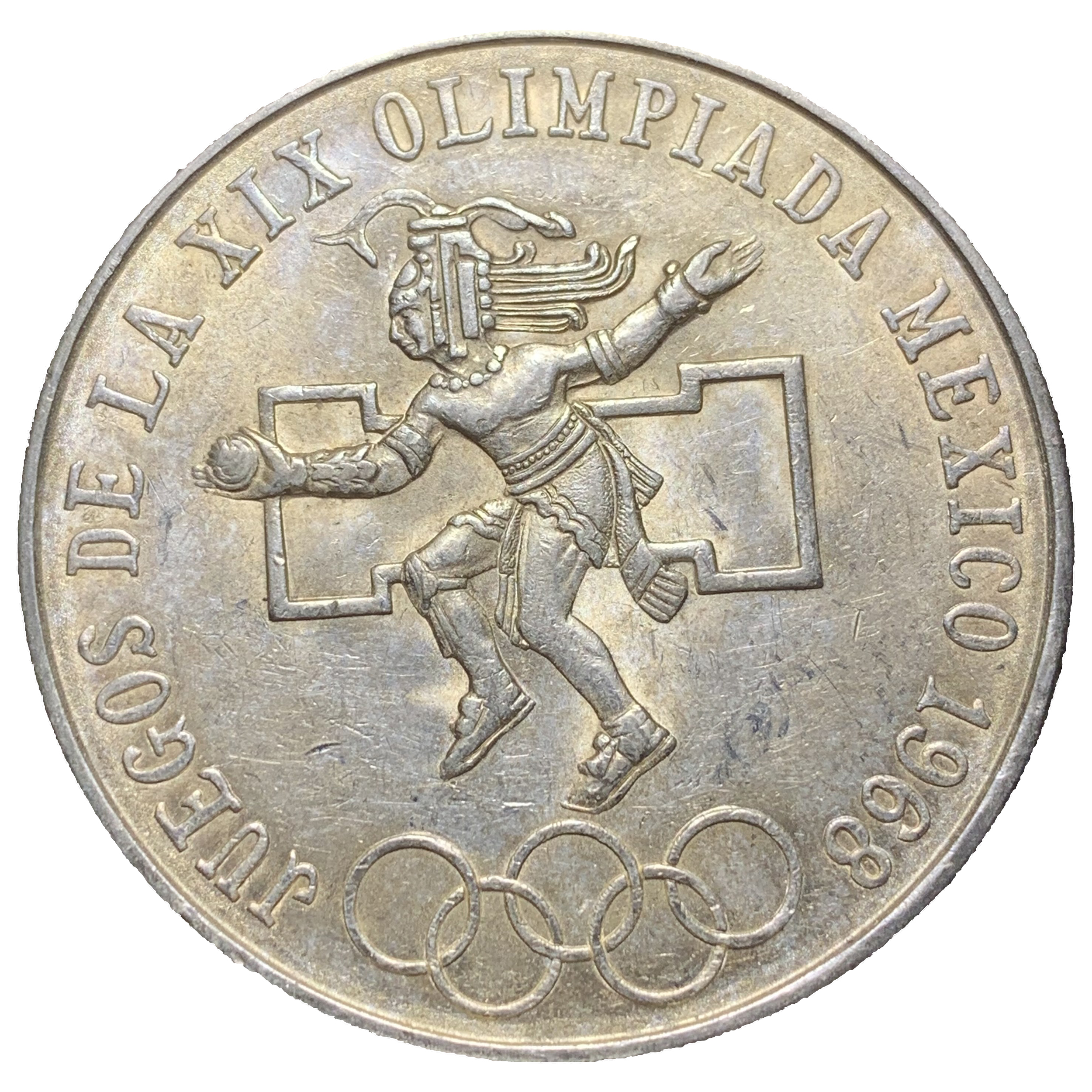 1968 Mexico 25 Pesos Olympic Games Eagle & Snake Silver Mexican Coin