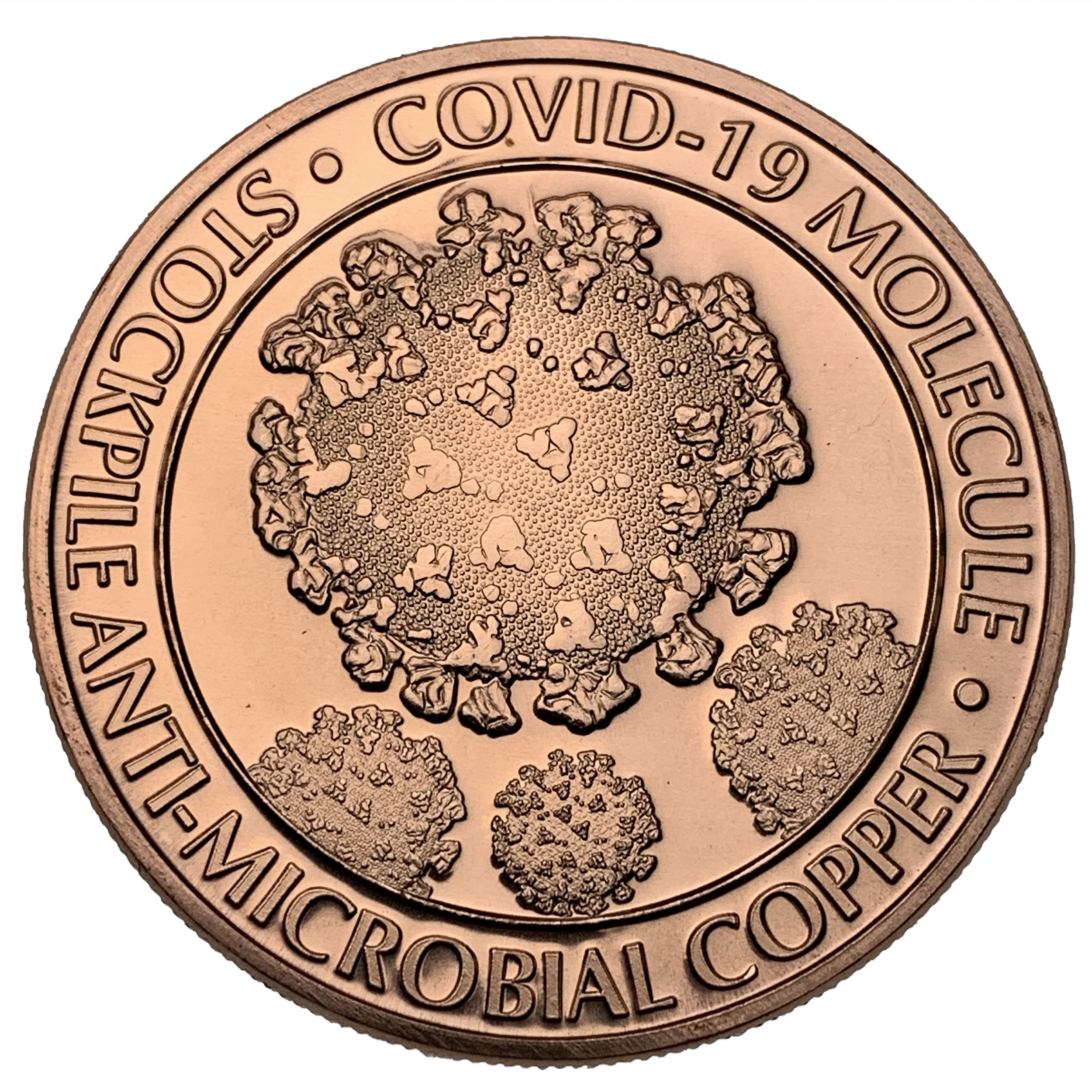 COVID-19 One AVDP Ounce .999 Fine Copper Round Featuring the Coronavirus Molecule