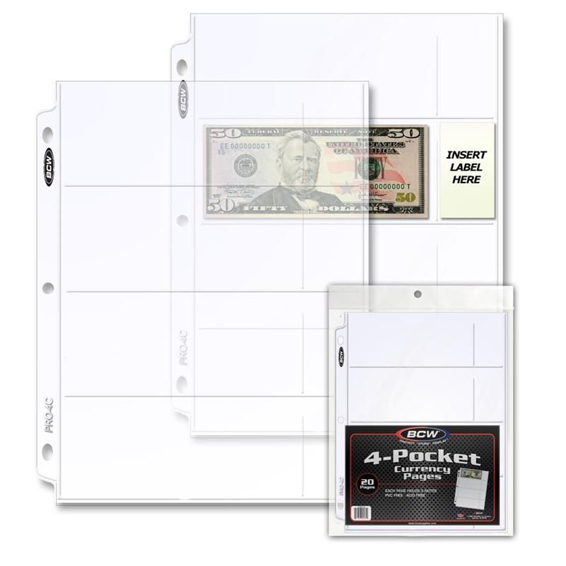 Pro 4-Pocket Currency Page (20 CT. Pack) – The Canup Coin Company