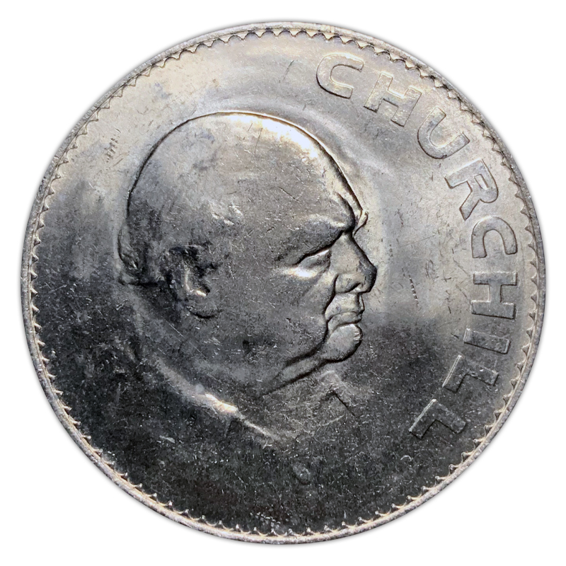 1965 1 Crown Coin Featuring Queen Elizabeth II And Winston Churchill