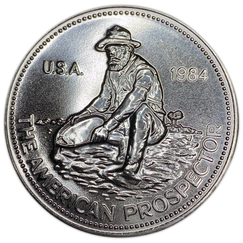 1984 1 oz Silver Engelhard American Prospector Coin The Canup